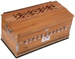 Harmonium Teak Wood By Kaayna Musicals, 11 Stops- 6 Main & 5 Drone, 3&frac12; Octaves, Coupler, Natural Wood Color, Gig Bag, Bass/Male Reed- 440 Hz - Image 2