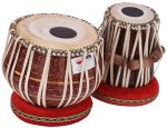 Tabla Drum Set, 2.5 Kg Red Painted Designer Brass Bayan, Beautiful Look, Sheesham Wood Dayan, Hand Made Drum Skin, Camel Leather Strap to Tune, Comes with Tuning Hammer, Gig Bag, Cushion & Cover