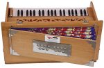OM Safri Harmonium- 3&frac12; Octave By Kaayna Musicals-Portable, Traveler, Baja, 9 Stops- 4 Drone, Bass/Male Reeds, Teak Color, Gig Bag, Tuning: 440Hz - Image 10