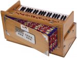 OM Safri Harmonium- 3&frac12; Octave By Kaayna Musicals-Portable, Traveler, Baja, 9 Stops- 4 Drone, Bass/Male Reeds, Teak Color, Gig Bag, Tuning: 440Hz - Image 12