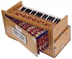 OM Safri Harmonium- 3&frac12; Octave By Kaayna Musicals-Portable, Traveler, Baja, 9 Stops- 4 Drone, Bass/Male Reeds, Teak Color, Gig Bag, Tuning: 440Hz - Image 13