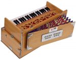 OM Safri Harmonium- 3&frac12; Octave By Kaayna Musicals-Portable, Traveler, Baja, 9 Stops- 4 Drone, Bass/Male Reeds, Teak Color, Gig Bag, Tuning: 440Hz - Image 14