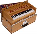 OM Safri Harmonium- 3&frac12; Octave By Kaayna Musicals-Portable, Traveler, Baja, 9 Stops- 4 Drone, Bass/Male Reeds, Teak Color, Gig Bag, Tuning: 440Hz - Image 18