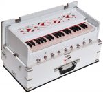 White Safri Harmonium- 3½ Octaves By Kaayna Musicals-Portable, Traveler, Baja, 9 Stops- 4 Drone, Bass/Male Reeds, Gig Bag, Tuning: 440Hz - Image 3