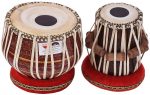 Tabla Drum Set, 2.5 Kg Red Painted Designer Brass Bayan, Beautiful Look, Sheesham Wood Dayan, Hand Made Drum Skin, Camel Leather Strap to Tune, Comes with Tuning Hammer, Gig Bag, Cushion & Cover - Image 2