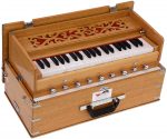 OM Safri Harmonium- 3&frac12; Octave By Kaayna Musicals-Portable, Traveler, Baja, 9 Stops- 4 Drone, Bass/Male Reeds, Teak Color, Gig Bag, Tuning: 440Hz - Image 3