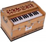 OM Harmonium Mini Magic By Kaayna Musicals, 4 Stop- 2 Main & 2 Drone, 2&frac34; Octave, Teak Colour, Gig Bag , Bass/Male- 440 Hz - Image 4