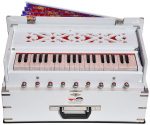 White Safri Harmonium- 3½ Octaves By Kaayna Musicals-Portable, Traveler, Baja, 9 Stops- 4 Drone, Bass/Male Reeds, Gig Bag, Tuning: 440Hz - Image 5