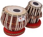 Tabla Drum Set, 2.5 Kg Red Painted Designer Brass Bayan, Beautiful Look, Sheesham Wood Dayan, Hand Made Drum Skin, Camel Leather Strap to Tune, Comes with Tuning Hammer, Gig Bag, Cushion & Cover - Image 4