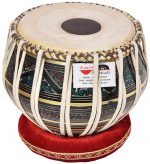 Tabla Drum Set, 3 Kg Black Painted Designer Brass Bayan, Beautiful Look, Sheesham Wood Dayan, Hand Made Drum Skin, Camel Leather Strap to Tune, Comes with Tuning Hammer, Gig Bag, Cushion & Cover - Image 5