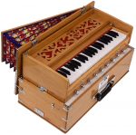 OM Safri Harmonium- 3&frac12; Octave By Kaayna Musicals-Portable, Traveler, Baja, 9 Stops- 4 Drone, Bass/Male Reeds, Teak Color, Gig Bag, Tuning: 440Hz