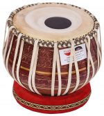 Tabla Drum Set, 2.5 Kg Red Painted Designer Brass Bayan, Beautiful Look, Sheesham Wood Dayan, Hand Made Drum Skin, Camel Leather Strap to Tune, Comes with Tuning Hammer, Gig Bag, Cushion & Cover - Image 7