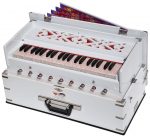White Safri Harmonium- 3½ Octaves By Kaayna Musicals-Portable, Traveler, Baja, 9 Stops- 4 Drone, Bass/Male Reeds, Gig Bag, Tuning: 440Hz - Image 7