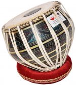 Tabla Drum Set, 3 Kg Black Painted Designer Brass Bayan, Beautiful Look, Sheesham Wood Dayan, Hand Made Drum Skin, Camel Leather Strap to Tune, Comes with Tuning Hammer, Gig Bag, Cushion & Cover - Image 6