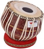 Tabla Drum Set, 2.5 Kg Red Painted Designer Brass Bayan, Beautiful Look, Sheesham Wood Dayan, Hand Made Drum Skin, Camel Leather Strap to Tune, Comes with Tuning Hammer, Gig Bag, Cushion & Cover - Image 9