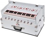 White Safri Harmonium- 3½ Octaves By Kaayna Musicals-Portable, Traveler, Baja, 9 Stops- 4 Drone, Bass/Male Reeds, Gig Bag, Tuning: 440Hz - Image 8