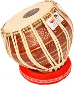 Tabla Drum Set, 2.5 Kg Red Painted Designer Brass Bayan, Beautiful Look, Sheesham Wood Dayan, Hand Made Drum Skin, Camel Leather Strap to Tune, Comes with Tuning Hammer, Gig Bag, Cushion & Cover - Image 8
