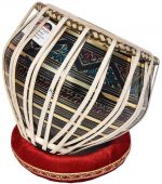 Tabla Drum Set, 3 Kg Black Painted Designer Brass Bayan, Beautiful Look, Sheesham Wood Dayan, Hand Made Drum Skin, Camel Leather Strap to Tune, Comes with Tuning Hammer, Gig Bag, Cushion & Cover - Image 7