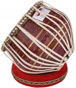 Tabla Drum Set, 2.5 Kg Red Painted Designer Brass Bayan, Beautiful Look, Sheesham Wood Dayan, Hand Made Drum Skin, Camel Leather Strap to Tune, Comes with Tuning Hammer, Gig Bag, Cushion & Cover - Image 11
