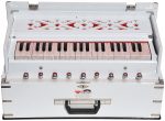 White Safri Harmonium- 3½ Octaves By Kaayna Musicals-Portable, Traveler, Baja, 9 Stops- 4 Drone, Bass/Male Reeds, Gig Bag, Tuning: 440Hz - Image 9