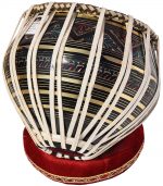 Tabla Drum Set, 3 Kg Black Painted Designer Brass Bayan, Beautiful Look, Sheesham Wood Dayan, Hand Made Drum Skin, Camel Leather Strap to Tune, Comes with Tuning Hammer, Gig Bag, Cushion & Cover - Image 8