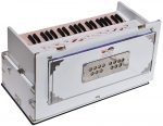 White Safri Harmonium- 3½ Octaves By Kaayna Musicals-Portable, Traveler, Baja, 9 Stops- 4 Drone, Bass/Male Reeds, Gig Bag, Tuning: 440Hz - Image 4