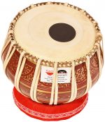 Tabla Drum Set, 2.5 Kg Red Painted Designer Brass Bayan, Beautiful Look, Sheesham Wood Dayan, Hand Made Drum Skin, Camel Leather Strap to Tune, Comes with Tuning Hammer, Gig Bag, Cushion & Cover - Image 12