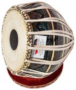 Tabla Drum Set, 3 Kg Black Painted Designer Brass Bayan, Beautiful Look, Sheesham Wood Dayan, Hand Made Drum Skin, Camel Leather Strap to Tune, Comes with Tuning Hammer, Gig Bag, Cushion & Cover - Image 9