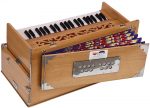 OM Safri Harmonium- 3&frac12; Octave By Kaayna Musicals-Portable, Traveler, Baja, 9 Stops- 4 Drone, Bass/Male Reeds, Teak Color, Gig Bag, Tuning: 440Hz - Image 9